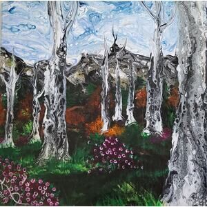 Art Print from my Original Work 12" x 12" "Mountain Forest" Acid Free Stock